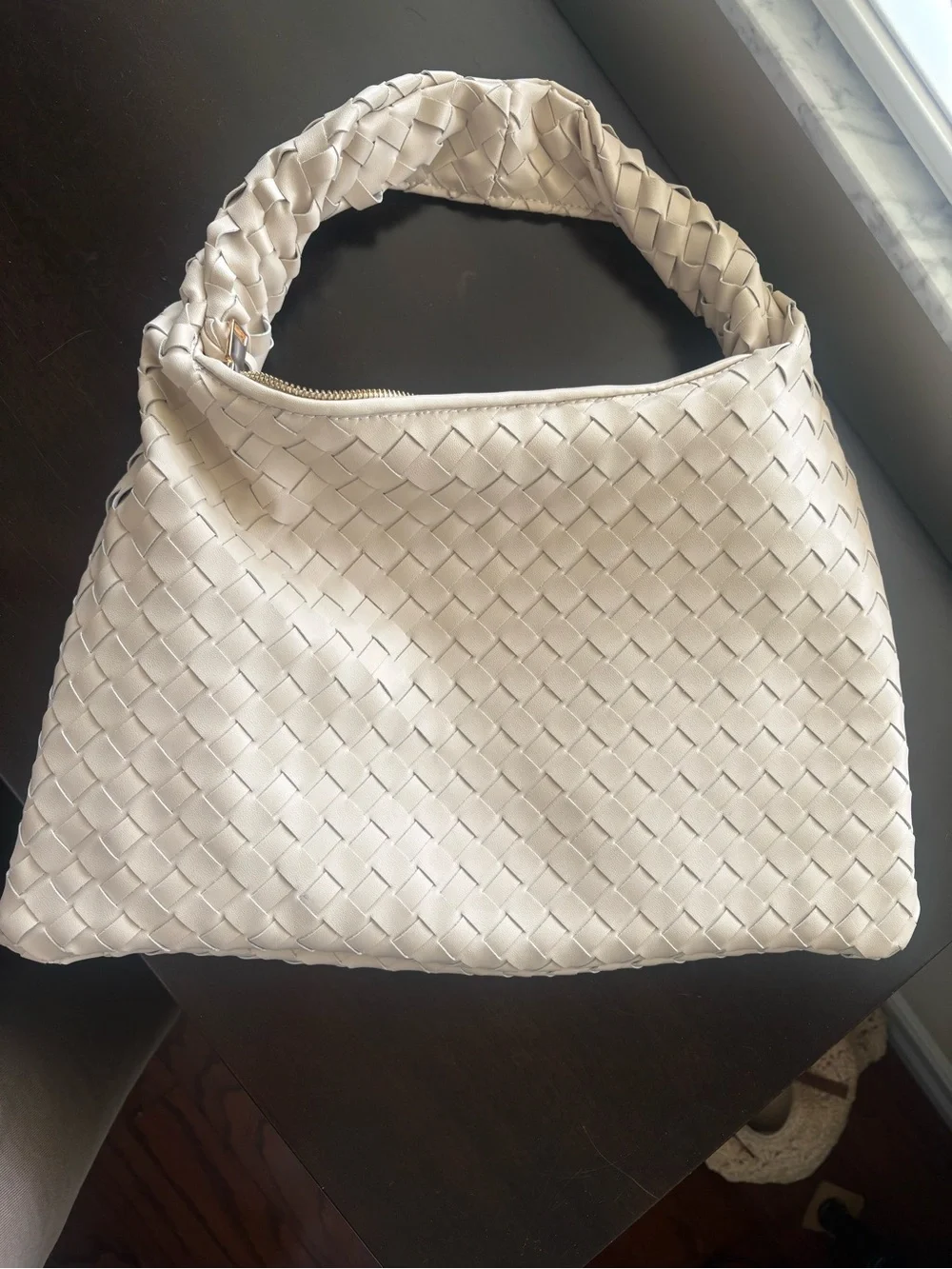 Nico & Olive Cream Woven Hobo Shoulder Bag
